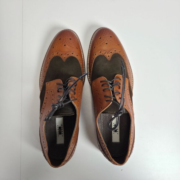 NEW Joseph Abboud Mason Mens 8.5 D Leather Wingtip Dress Shoes Cognac & Loden main image 12